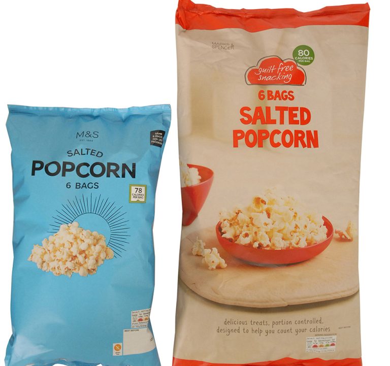 طراحی بسته‌بندی محصولات غذایی, طراحی جدید بسته‌بندی, شرکت Marks & Spencer, بسته‌بندی پاپ‌کورن, بسته‌های چندتایی, بسته‌بندی‌های پلاستیکی, بسته بندی, پلیمر پلاستیکی قابل بازیافت
