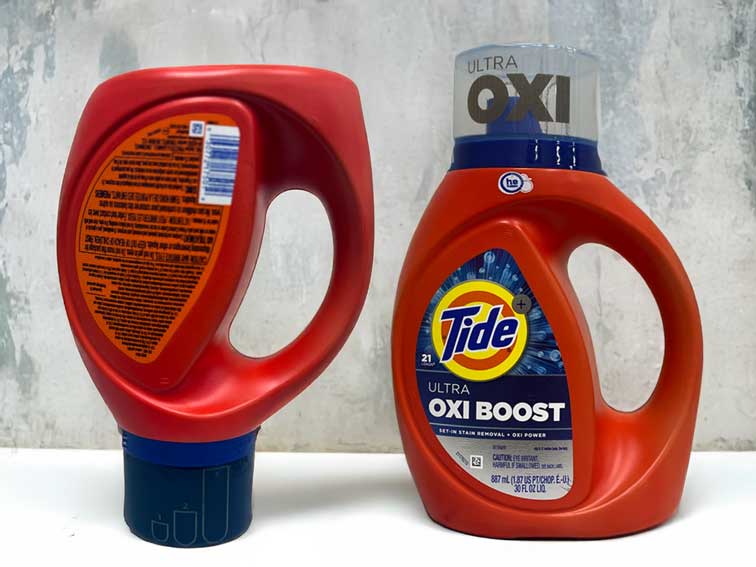 شرکت P&G میزان دوز شوینده لباس را با فناوری لیزر LasX روی درپوش بطری‌ها نشان می‌دهد